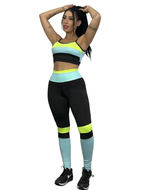 fitness-Conjunto Com detalhe em Neon